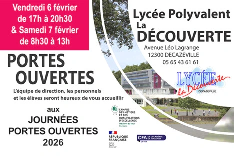 Portes Ouvertes Lycée La Découverte de Decazeville